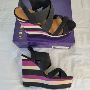 Madden Girl Platform Sandal "Cappe" Black/Purple/Off White - Size 10